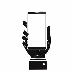 Human hand holding bezel-less smartphone / mobile cellular phone flat vector illustration