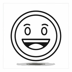 Happy smiley face or emoticon line art icon for apps and websites