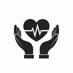 Healthcare hands holding heart flat icon for apps and website