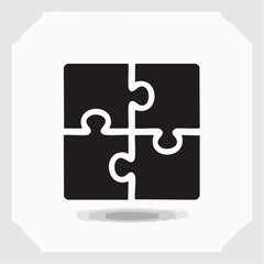 Two pieces of jigsaw puzzle or autism puzzle piece symbol flat vector icon for apps and websites