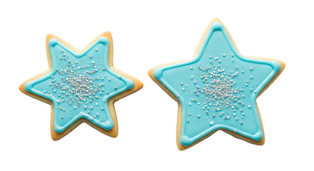 Obraz premium Star shaped cookie with icing and sprinkles. isolated on transparent background