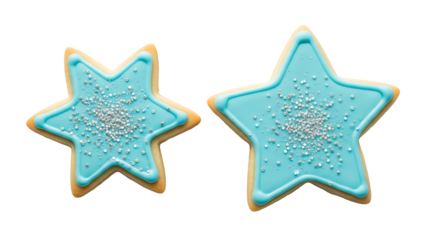 Star shaped cookie with icing and sprinkles. isolated on transparent background