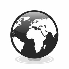 Planet earth or world globe with oceans and water gradient vector color icon for apps and websites