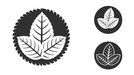 Illustration of three leaves arranged in a circular pattern with two smaller leaf icons on the right side | editable eps vectors silhouette