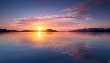 Obraz premium A Serene Sunset Over Calm Waters Featuring Soft Pastel Colors And A Tranquil Atmosphere
