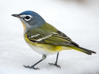 Blue-headed Vireo Perched Full Body Isolated on White