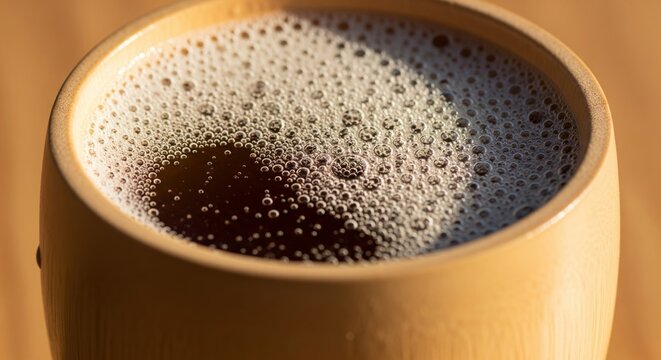 Close-Up of Mizo Traditional Rice Beer in Bamboo Cup