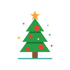 christmas tree with ornaments christmas vector icon