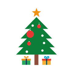 christmas tree with ornaments christmas vector icon