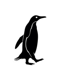 Naklejka premium Charming black silhouette of a penguin waddling gracefully on a white canvas