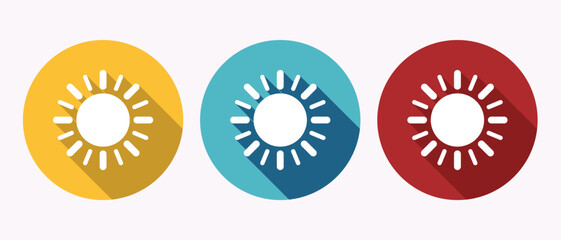 Sun Icon Yellow Blue Red Circle Colorful Sunny Sunlight Isolated Weather Flat Design