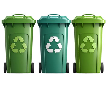 Set 3D Recycle Bin Icon Isolated on Transparent Background PNG