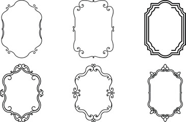 Vector art of collection of six decorative frames for design