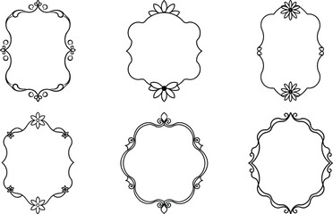 Vector art of six vintage frames for classic design projects
