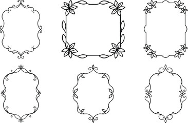 Vector art of collection of decorative frames with floral accents