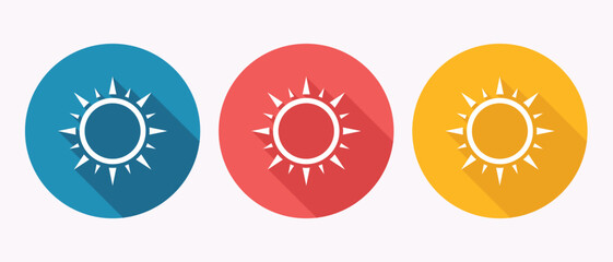 Sun Icons Vector Illustration Design Element Light Symbol Long Shadow Creative Iconography