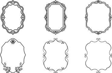 Vector art of collection of six decorative frames for design