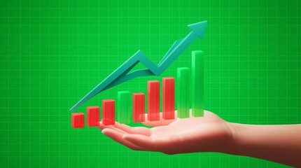 Growth Chart on Hand Financial Success and Business Strategy Illustration