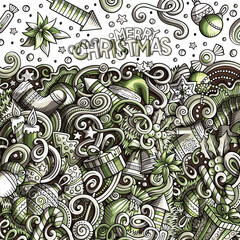 Happy New Year cartoon doodle border illustration