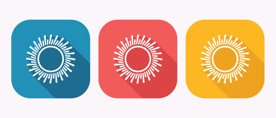Sun Icons Vector Design Element Light Symbol Yellow Blue Red Long Shadow Creative Iconography