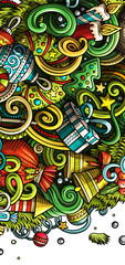 New Year cartoon funny doodle banner design