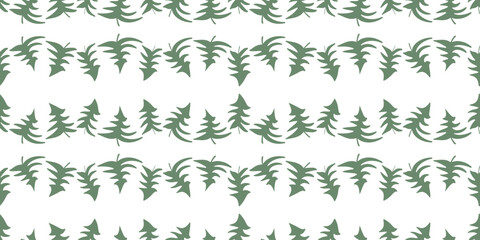 Сhristmas trees in rows, green silhouettes, seamless pattern, abstract, vector background, paper, wallpaper, textile, print