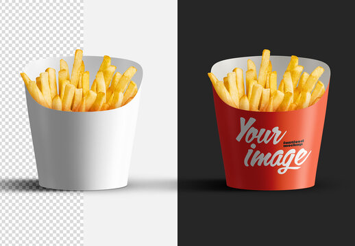 French Fries Packaging Mockup Isolated
