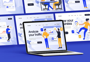 Laptop Mockup Multi Screen Website Interface UI UX App Web Design Presentation