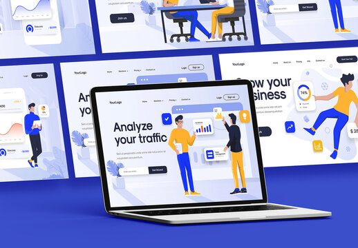 Laptop Mockup Multi Screen Website Interface UI UX App Web Design Presentation