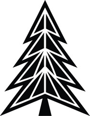 Geometric Fir Tree Icon: A minimalist and modern illustration of a fir tree, formed from a series of precise geometric shapes, offering a stylized representation of nature and the outdoors.