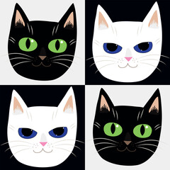 A pattern with cute cat faces. For printing on fabric.