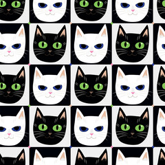 A pattern with cute cat faces. For printing on fabric.