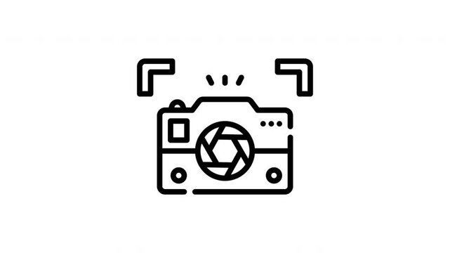 Black and white camera icon suitable for photography websites, logos, and prints for a stylish and classic touch.