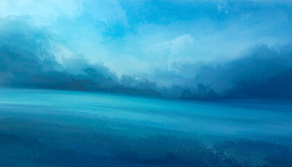 グラデーションの青が描く静けさと優しさが融合した抽象的なビジュアルアート