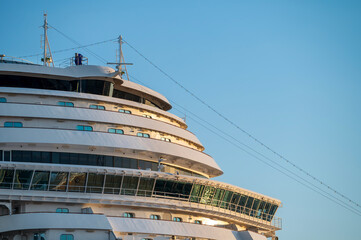 Luxury Cruise Ship Decks Under Clear Sky