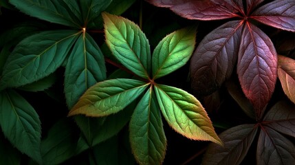 Obraz premium Dark green tropical foliage