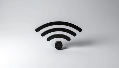 Black Wireless Symbol On White Background, Indicating Access To Internet For Connection