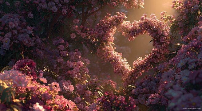 Red Floral Heart Among Spring Flowers