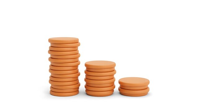 Three stacks of cookies decreasing in height representing growth and decline