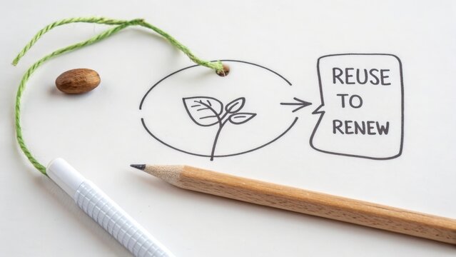 Pencil drawing of a plant and diagram on white paper - Powered by Adobe