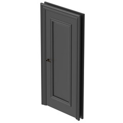 Elegant dark gray interior door with classic paneling and a simple handle