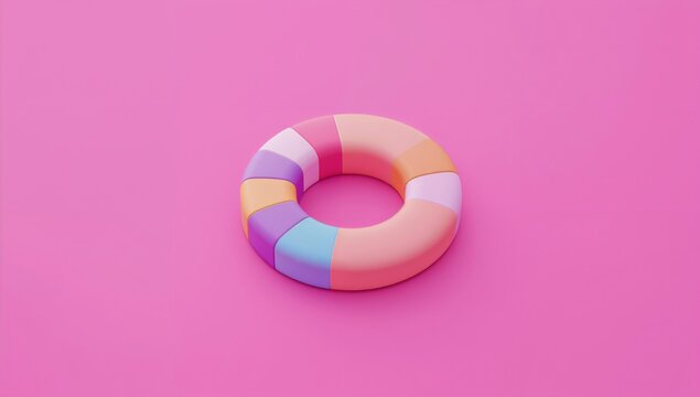 3D pie chart illustration against a pink backdrop