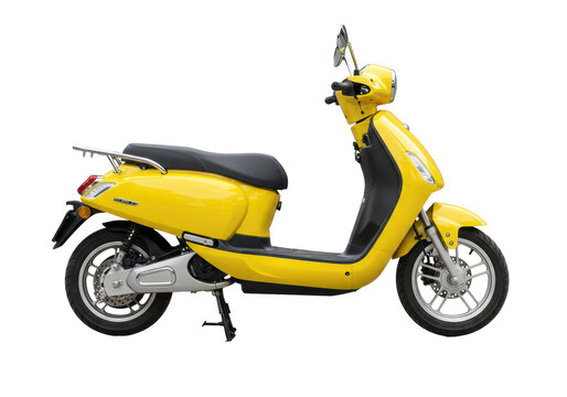 Isolated Yellow Electric Scooter, Modern Eco-Friendly Transportation, Lightweight, No Emission