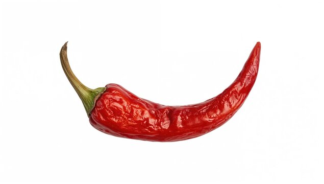 Isolated dried red cayenne chili pepper on a white backdrop