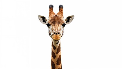 Obraz premium Isolated Reticulated Giraffe on a White Backdrop