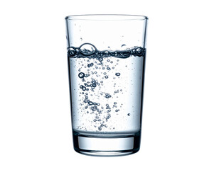 Refreshing Sparkling Water Glass with Effervescent Bubbles and Crystal Clarity isolated on transparent background PNG