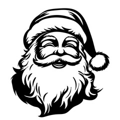 Santa laughing portrait silhouette, vector