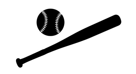 Minimalist Baseball & Bat Silhouette: Iconic Sports Symbol for Motion and Impact