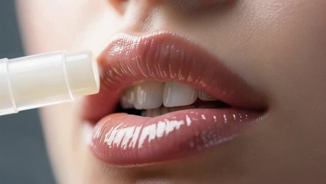 Aplicar bálsamo labial en movimiento horizontal