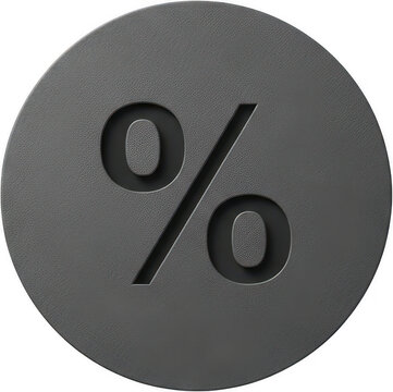 Black circle with white percentage symbol isolated on transparent background